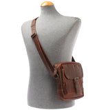 kleine Umhängetasche Ledertasche Freizeittasche Leder braun LE3042