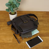 kleine Umhängetasche Schultertasche Freizeit Leder dunkelbraun LE3042