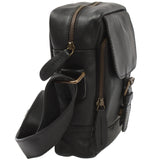 kleine Freizeittasche Umhängetasche Schultertasche Leder schwarz LE3042