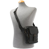 kleine Freizeittasche Umhängetasche Schultertasche Leder schwarz LE3042