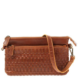 kleine Umhängetasche Schultertasche Damentasche Clutch Leder braun LE3081