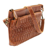 kleine Umhängetasche Schultertasche Damentasche Clutch Leder braun LE3081