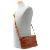 kleine Umhängetasche Schultertasche Damentasche Clutch Leder braun LE3081