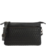 kleine Umhängetasche Schultertasche Damentasche Clutch Leder schwarz LE3081