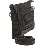 kleine Umhängetasche Schultertasche Damentasche Clutch Leder schwarz LE3081