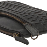 kleine Umhängetasche Schultertasche Damentasche Clutch Leder schwarz LE3081