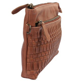 kleine Umhängetasche Schultertasche Damentasche Clutch Leder hellbraun LE3081