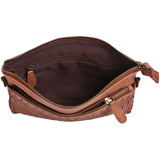 kleine Umhängetasche Schultertasche Damentasche Clutch Leder hellbraun LE3081