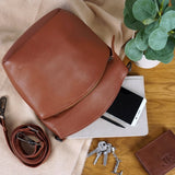 kleine Umhängetasche Schultertasche Freizeittasche Leder hellbraun LE3049