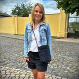 kleine Umhängetasche Schultertasche Freizeittasche Wildleder anthrazit LE3049