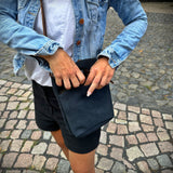 kleine Umhängetasche Schultertasche Freizeittasche Wildleder anthrazit LE3049