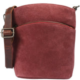 kleine Umhängetasche Schultertasche Freizeittasche Wildleder bordeaux LE3049