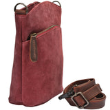 kleine Umhängetasche Schultertasche Freizeittasche Wildleder bordeaux LE3049