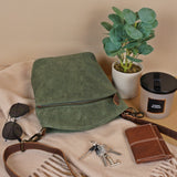 kleine Umhängetasche Schultertasche Freizeittasche Wildleder grün LE3049