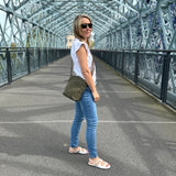 kleine Umhängetasche Schultertasche Freizeittasche Wildleder grün LE3049