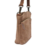 kleine Umhängetasche Schultertasche Freizeittasche Wildleder taupe LE3049