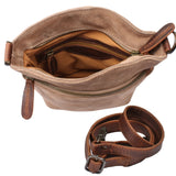 kleine Umhängetasche Schultertasche Freizeittasche Wildleder taupe LE3049