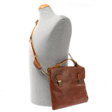 kleine Umhängetasche Schultertasche Damen und Herren Leder braun LE3079