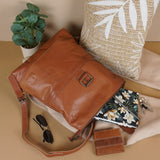 kleiner Roll Top Cityrucksack Rucksack Leder cognac LE1027