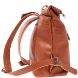 kleiner Roll Top Cityrucksack Rucksack Leder cognac LE1027
