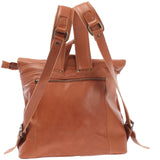 kleiner Roll Top Cityrucksack Rucksack Leder cognac LE1027