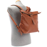 kleiner Roll Top Cityrucksack Rucksack Leder cognac LE1027