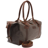 kleiner Weekender Handgepäck Damen Herren Leder Canvas grau LE2008