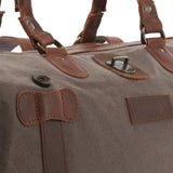 kleiner Weekender Handgepäck Damen Herren Leder Canvas grau LE2008