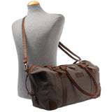 kleiner Weekender Handgepäck Damen Herren Leder Canvas grau LE2008