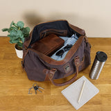 kleiner Weekender Handgepäck Damen Herren Leder Canvas mokka LE2008