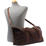 kleiner Weekender Handgepäck Damen Herren Leder Canvas mokka LE2008