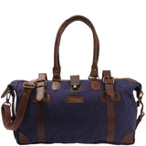 kleiner Weekender Handgepäck Damen Herren Leder Canvas navy LE2008