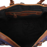 kleiner Weekender Handgepäck Damen Herren Leder Canvas navy LE2008