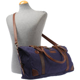 kleiner Weekender Handgepäck Damen Herren Leder Canvas navy LE2008