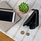 kompakte Geldbörse für Damen & Herren Portemonnaie RFID Leder schwarz LE9031