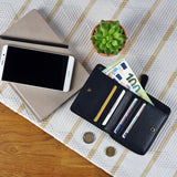 kompakte Geldbörse für Damen & Herren Portemonnaie RFID Leder schwarz LE9031