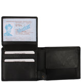 kompakte Geldbörse für Herren Portemonnaie RFID Leder schwarz LE9033