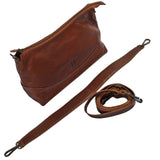 kompakte Umhängetasche Damen Schultertasche Handtasche Leder braun LE0076