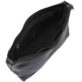 handliche Umhängetasche Damen Schultertasche Handtasche Leder schwarz LE0076