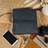 mittlere Schultertasche Umhängetasche Damentasche Leder navy LE3089