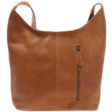 mittlere Umhängetasche Schultertasche Beuteltasche Damentasche Leder cognac LE0072