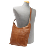 mittlere Umhängetasche Schultertasche Beuteltasche Damentasche Leder cognac LE0072