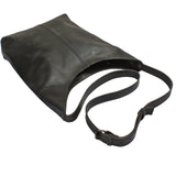 mittlere Umhängetasche Schultertasche Beuteltasche Damentasche Leder dunkelgrau LE0072