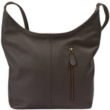 mittlere Umhängetasche Schultertasche Beuteltasche Damentasche Leder kaffeebraun LE0072