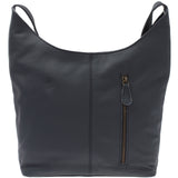 mittlere Umhängetasche Schultertasche Beuteltasche Damentasche Leder navy LE0072