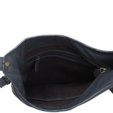 mittlere Umhängetasche Schultertasche Beuteltasche Damentasche Leder navy LE0072