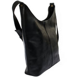 mittlere Umhängetasche Schultertasche Beuteltasche Damentasche Leder schwarz LE0072