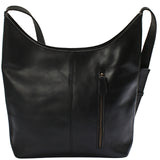 mittlere Umhängetasche Schultertasche Beuteltasche Damentasche Leder schwarz LE0072