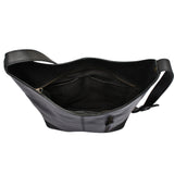 mittlere Umhängetasche Schultertasche Beuteltasche Damentasche Leder schwarz LE0072