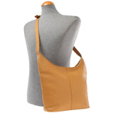 mittlere Umhängetasche Schultertasche Beuteltasche Damentasche Leder senf LE0072